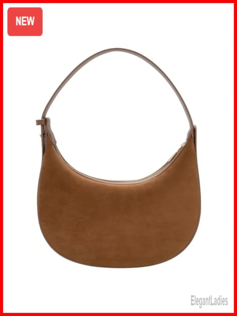 Suede Faux Leather Crescent Hobo Crossbody Bag with Adjustable Strap